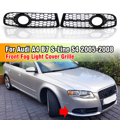 #ad For Audi A4 B7 S Line S4 2005 2008 Front Bumper Grille Fog Light Cover Honeycomb $45.99