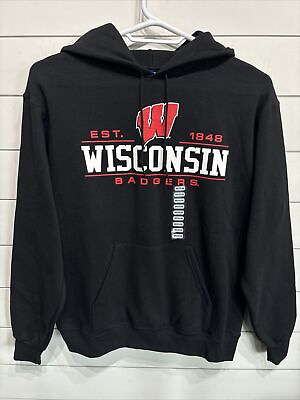 #ad Vtg NWT Champion WISCONSIN BADGERS NCAA Hooded Sweatshirt Mens Medium Madison $25.95