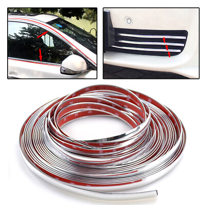 #ad 3M 12mm Car Styling Chrome Decorative Strips Door Window Body Molding Trim Cover $8.99