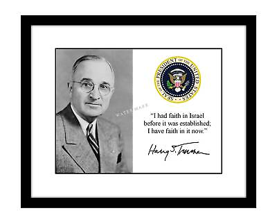 #ad Harry S. Truman 8x10 Signed photo print Faith in Israel Quote pro Jerusalem Zion $11.99