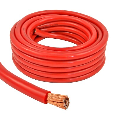 #ad 4 Gauge 25 Feet High Performance Flexible Amp Power Ground Cable 4 AWG Wire Red $16.95