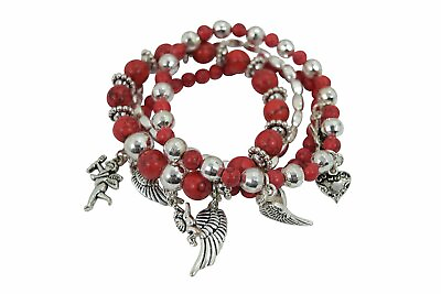 #ad Heavenly Angel Multi strand Stackable Turquoise with Angel Charms Bracelet $12.00