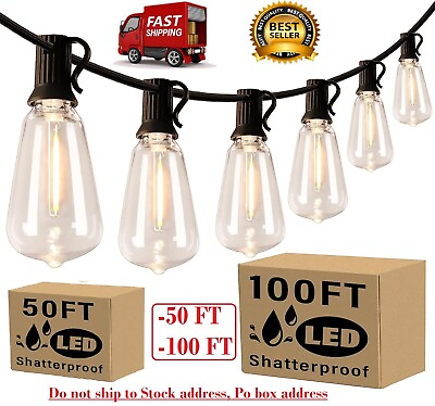 #ad 100FT Outdoor String Lights for Patio Waterproof Connectable ST38 LED Light Stri $33.97