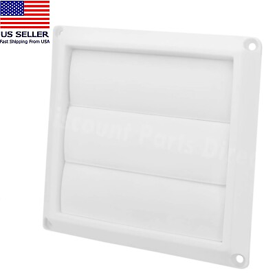 #ad Dryer Air Vent Cover Cap 4#x27;#x27; Louvered Cover White Exterior Wall Vent Hood Outlet $8.99