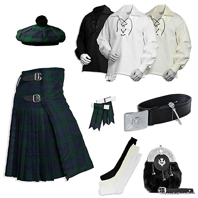 #ad UMAM Tartan Kilt Set 8 Yards 9 Pieces kilt accessories for Men Scottish Outfit $165.00