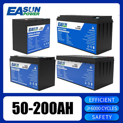 #ad EASUN 100AH 200Ah Solar Lifepo4 Storage Battery Rechargeable 12V 24V 6000Cycle $199.00
