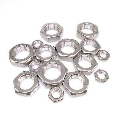 #ad 20pcs M12 x 1.5mm Fine Thread Hex Half Thin Jam Nuts A2 304 Stainless Steel $9.94