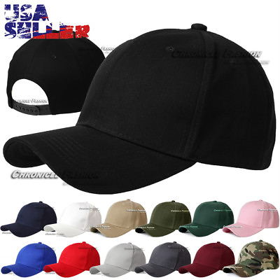 #ad Baseball Cap Snapback Hat Adjustable Classic Plain Solid Blank Curved Visor Men $8.75