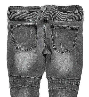 #ad Mens BIE PA Paris Distressed Destroyed Fashion Straight Leg Jeans 36 x 31 Black $33.00