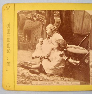 #ad Stereoview B Series 58 When Will Old Santa Come Children Waiting On Christmas O $19.99