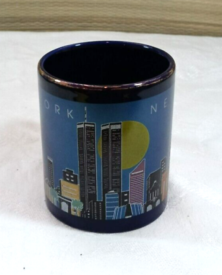 #ad New York City Twin Towers Skyline Statue of Liberty Tea Coffee Cup Mug Pre 911 $11.99