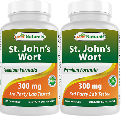 #ad 2 Pack Best Naturals St. John Wort 300 mg 180 Capsules $21.89