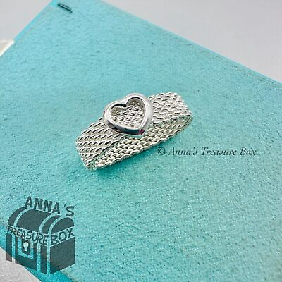 #ad Tiffany amp; Co. 925 Silver Mesh Heart Ring Sz. 7 pouch $259.95