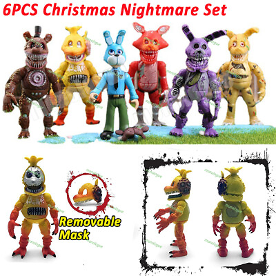 #ad 6pcs Five Nights at Freddy#x27;s FNAF Christmas Nightmare Toys Action Figures 7 inch $25.99
