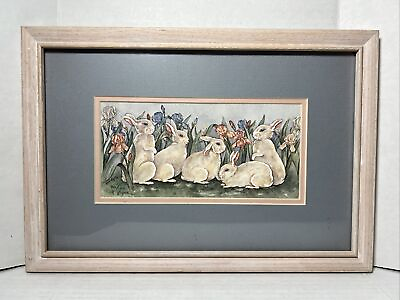 #ad Easter Bunny Rabbits Print #920 1800 Limited Edition Signed Grace Feyock 13quot;x9quot; $13.99