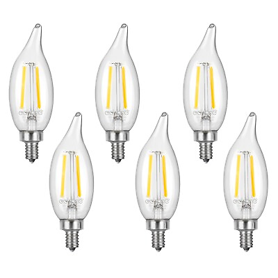 #ad EDISHINE 6 Pack E12 Candelabra Bulbs Dimmable Filament Candle Bulbs Warm White $14.44