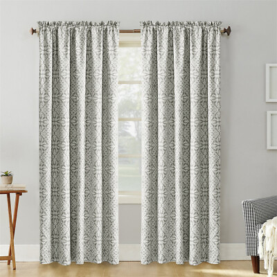 #ad Bellamy Gray Geometric Printed Curtains with Liner Set of 2 Panels 60x84quot; Decor $24.79