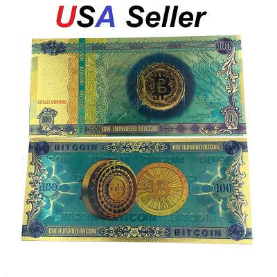 #ad 5x BITCOIN GOLD Banknote COIN CRYPTO Dollar One Hundred Dollar Bitcoin Bill USA $9.97
