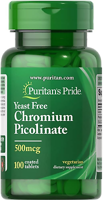#ad Puritan#x27;s Pride Chromium Picolinate 500mcg 100 Tablets Free Shipping $5.95