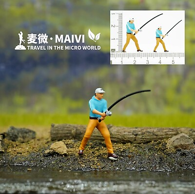 #ad 1 64 Scale Painted Outdoor Fishing Miniature Models Scene Props Toys Ornaments $17.09