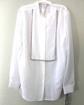 #ad 3.1 Philip Lim x Target White Embellished Long Sleeve Button Down Blouse Size L $25.00