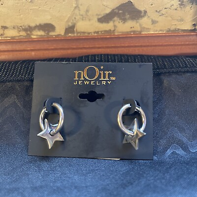 #ad Noir ✨NEW Earrings NWT Silver small hoops with Star $6.99