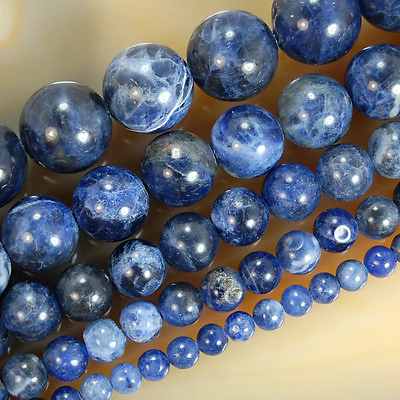 #ad Natural Blue Sodalite Round Beads 15.5quot; 4mm 6mm 8mm 10mm 12mm Pick Size $5.98