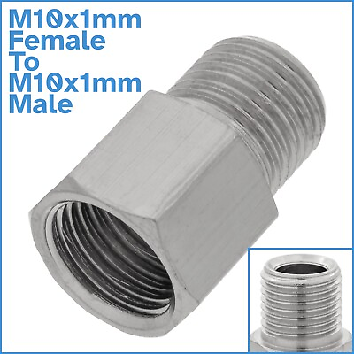 #ad M10 x1mm Female To M10 x 1mm Male Pipe Reducer Fine Thread Nickel Plated Fitting AU $12.95