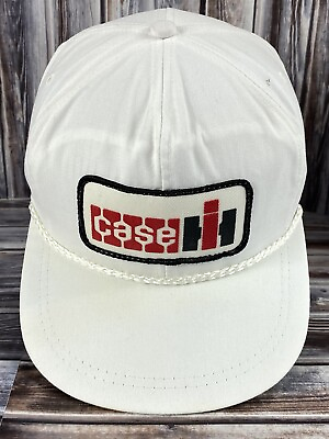 #ad Vintage K Brand Case IH White Patch Strap Back Trucker Hat w Rope USA $23.74