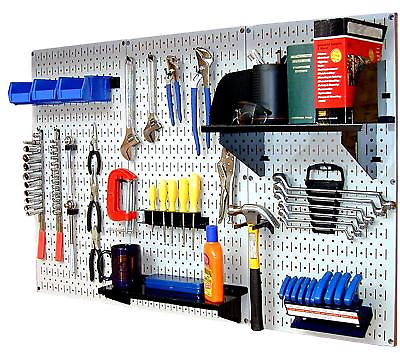 #ad Wall Mount Peg Board Workbench Tool Organizer Accepts 1 4 inch Hooks and Shelves $283.97