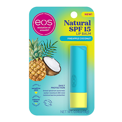 #ad Eos Natural SPF 15 Lip Balm Pineapple Coconut Daily Protection Water Resistan $8.81