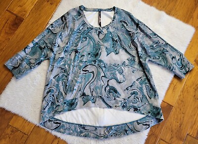 #ad Melissa McCarthy Seven7 Blouse Shirt Top High Low Oil Slick Print Plus Size 1X $29.99