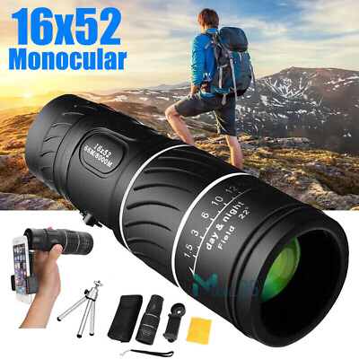 #ad 16X52 Monocular Zoom Dual Focus Rubber Armored Telescope for Hunting Camping $9.99