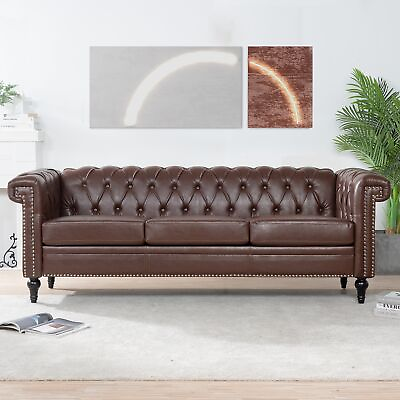 #ad 83.66 Inch Width Traditional Square Arm removable cushion 3 seater Sofa $687.41