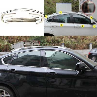 #ad Window Molding Silver Steel Fit For BMW X6 E71 2009 2013 Trim Decoration Strips $304.99