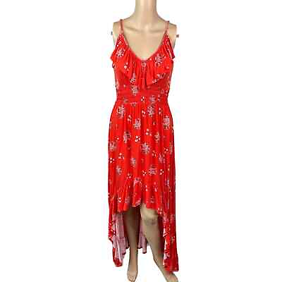 #ad Express Red Bandana Western Hi Low Cut Out Maxi Dress Women#x27;s S $24.00