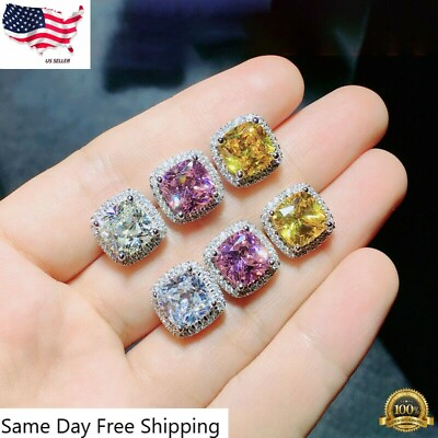 #ad Gorgeous Cubic Zircon Silver Plated Stud Earrings Jewelry Pair set Lab Created $4.49