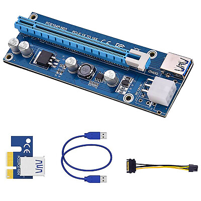 #ad 5PACK PCI E 1x to 16x Powered USB3.0 GPU Riser Extender Adapter Card VER 009s $24.56