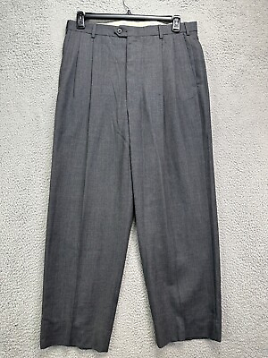 #ad VTG Pierre Cardin Pants Men 36 Long Grey Wool Straight Dress Pleated Made In USA $23.75
