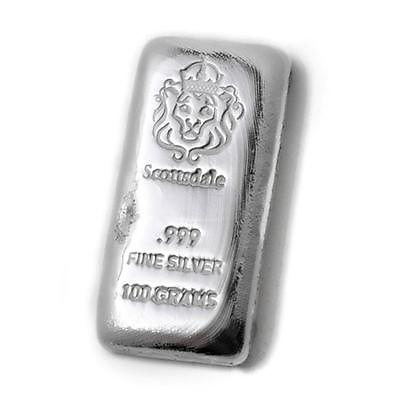 #ad 100 Gram Cast Silver Bar by Scottsdale Mint .999 Silver Bullion 100g #A130 $107.37