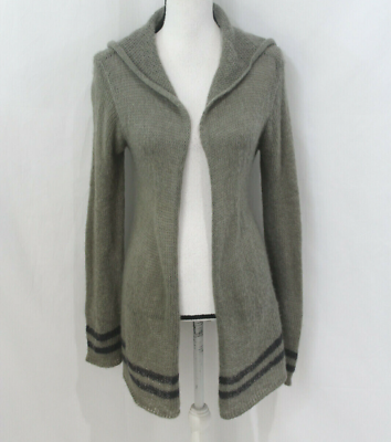 #ad Wooden Ships Womens Grey Hooded Open Front Cardigan Sweater M L $21.59