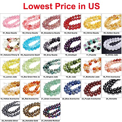 #ad Wholesale Lot Natural Gemstone Round Spacer Loose Beads 4mm 6mm 8mm 10mm 12mm L3 $4.49