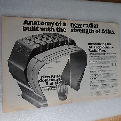 #ad Vintage Print Ad Atlas Goldenaire Radial Tire Sports Illustrated May 31 1971 $8.30
