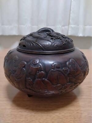 #ad Incense burner with sixteen arhats W5.8quot;x H4.6quot; Japanese antique $1130.49