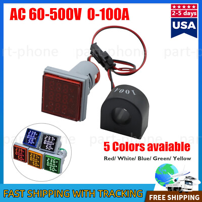 #ad AC 60 500V 0 100A 22mm 3 in 1 Voltmeter Ammeter Digital Volt AMP Frequency Meter $6.54