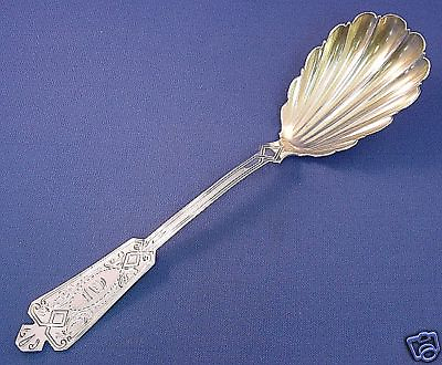#ad FANCY OLD SHELL BOWL STERLING BERRY SPOON $109.00