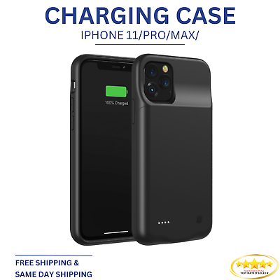 #ad iPhone 11 11Pro 11 Pro Max 6000mAh Power Charging Rechargeable Battery Case $24.89
