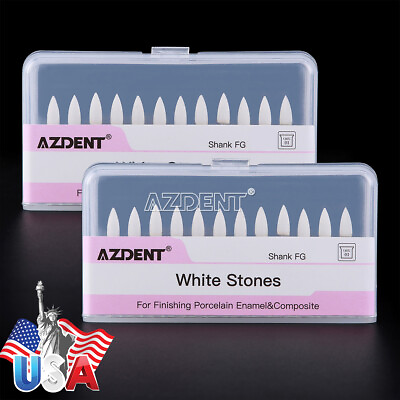 #ad Dental Flame Mounted White Stone Polishing Burs FG Abrasion Point Burs AZDENT $205.17
