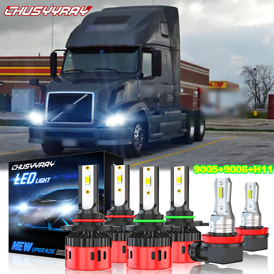 #ad LED Headlight Hi Lo BEAMFog Bulbs Fit Volvo VNL VNM 630 670 730 780 2004 2015 $55.99