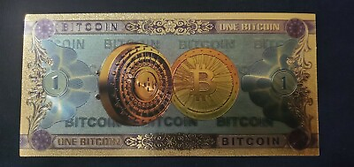 #ad One Commerative 1 Bitcoin BTC Bank Note Crypto Banknote Gold Foil Bit Coin US $5.95